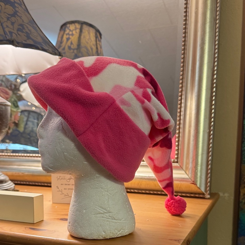 Playful Pink and White Kids Fleece Hat